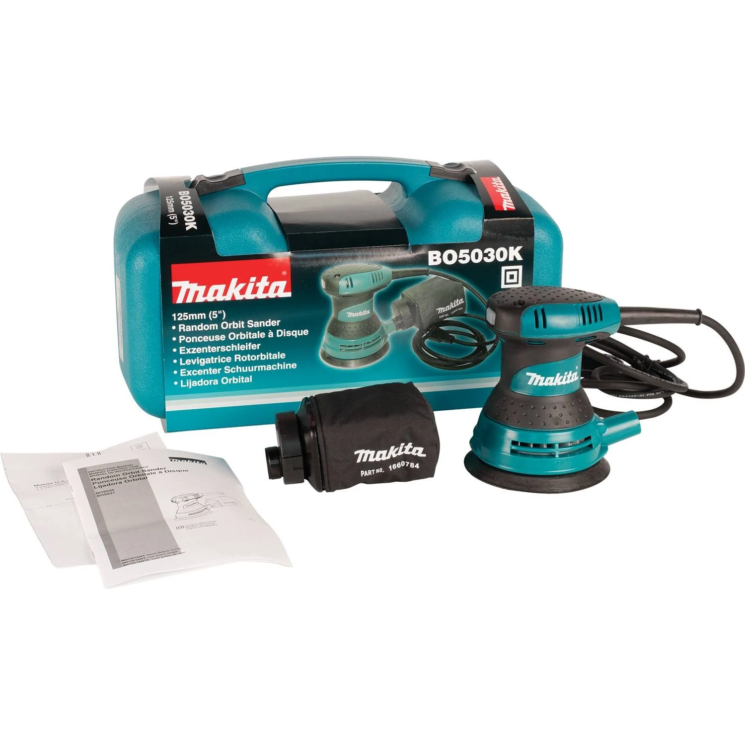 Makita 5" Random Orbit Sander, 3 AMP, 12,000 OPM, case - Image 2