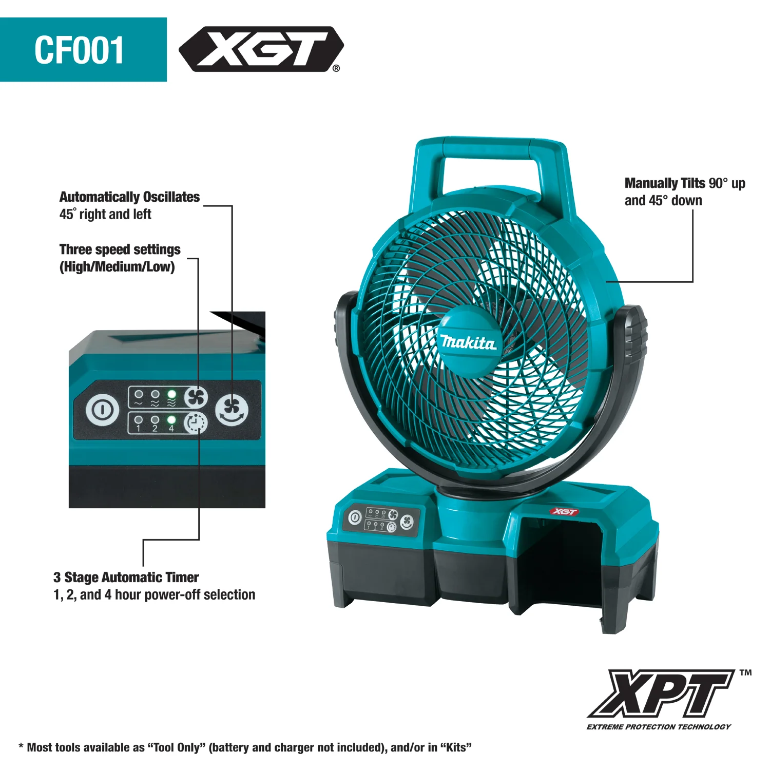 Makita CF001GZ 40V Max XGT Cordless/Corded 9‑1/4" Fan (Bare Tool) - Image 2