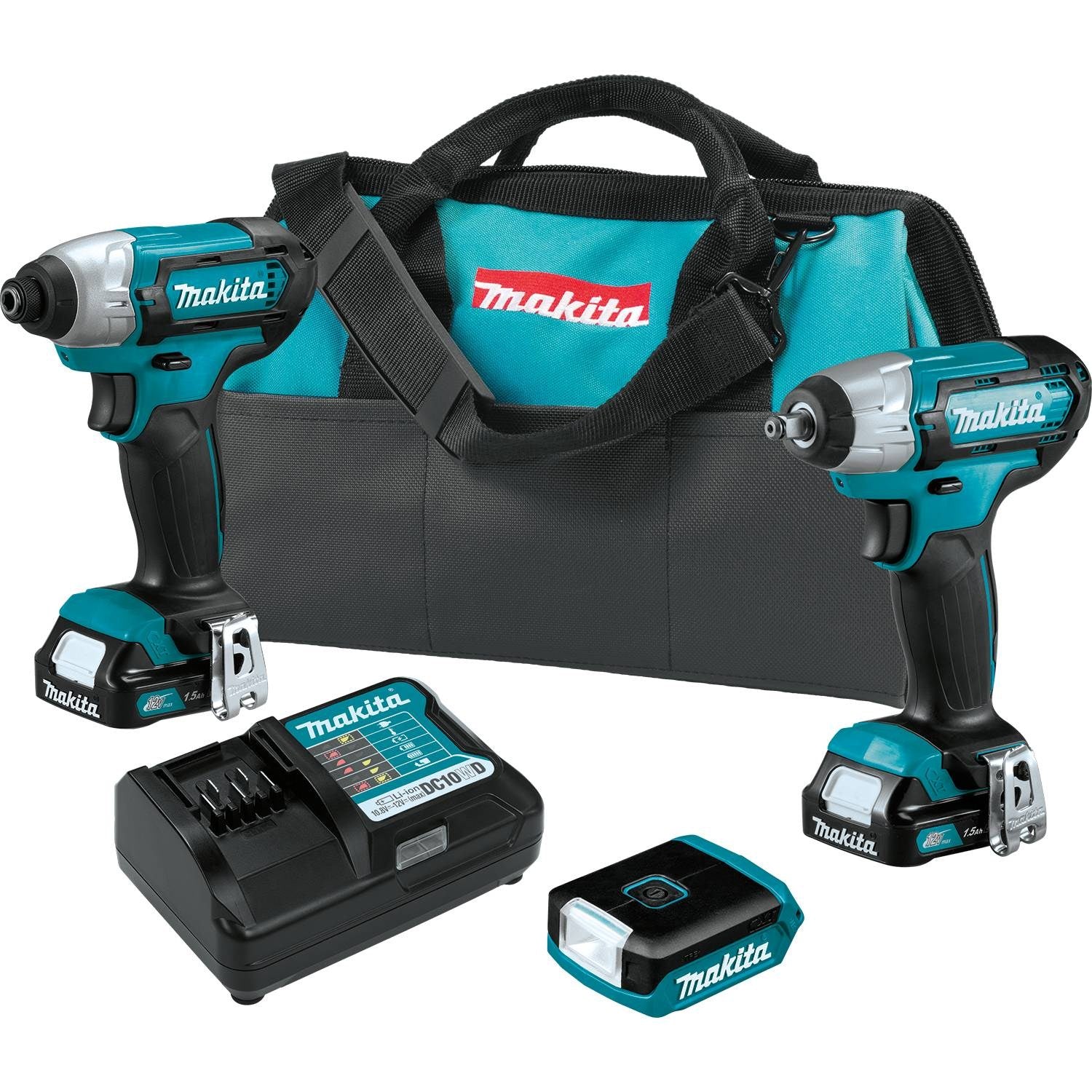 Makita CT324 - 12V max CXT Lithium-Ion Cordless 3 Pc. Combo Kit, DT03Z, WT02Z, ML103, case (1.5Ah)