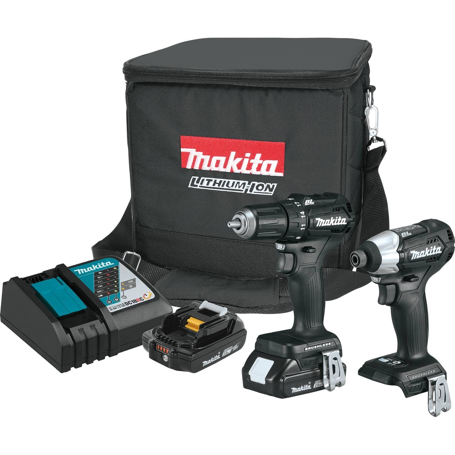 Makita CX200RB - 18V LXT Lithium-Ion Sub-Compact Brushless Cordless 2 Pc. Combo Kit, XFD11ZB, XDT15ZB, bag (2.0Ah)