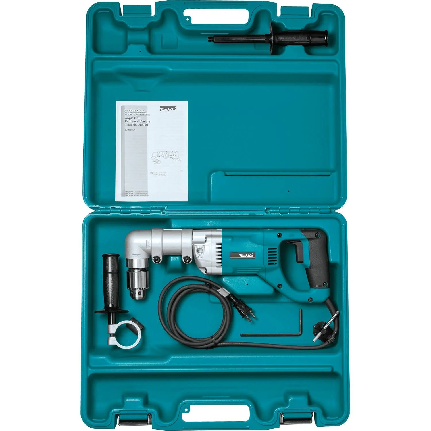 Makita DA4000LR - 1/2" Angle Drill, 7.5 AMP, 0-400 RPM, 0-900 RPM, var. spd., reversible, rotating head, case - Image 2
