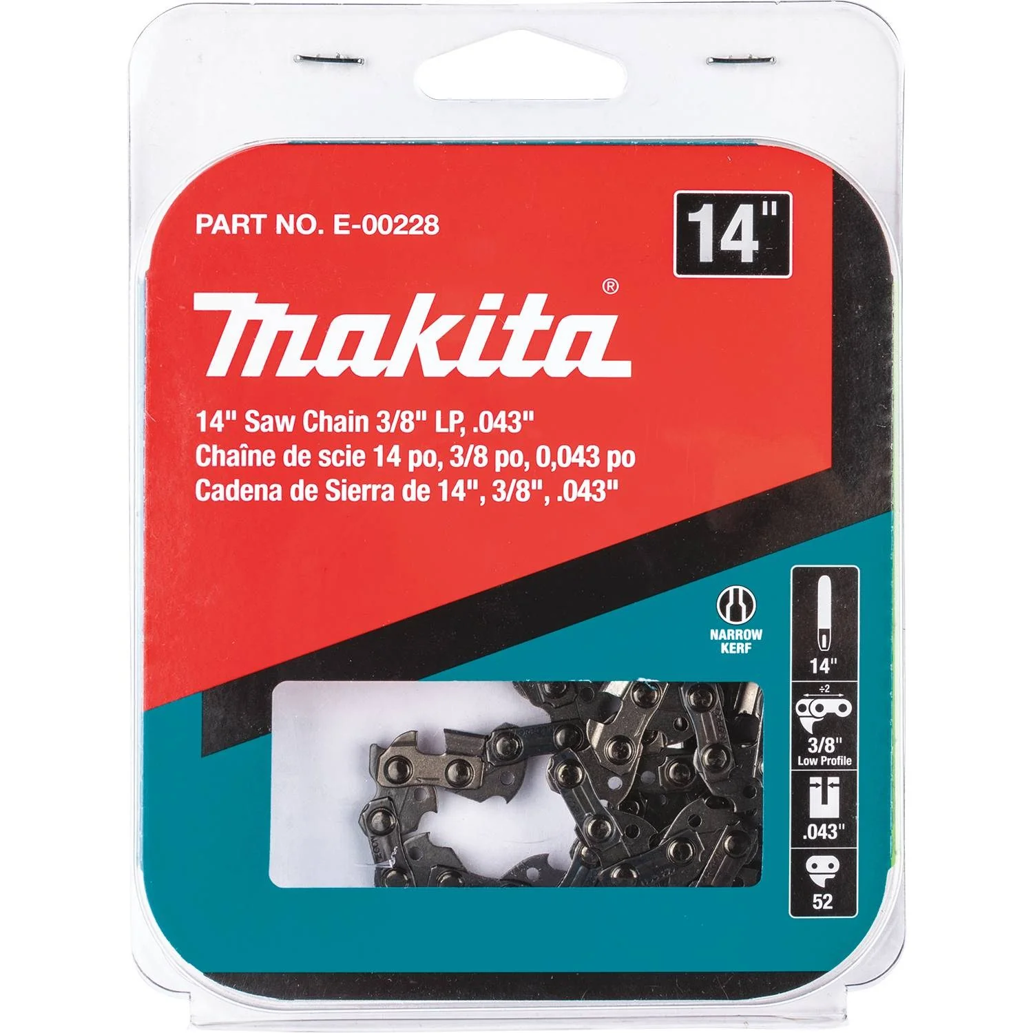 Makita E-00228 14in Chainsaw Chain, 3/8in Low Profile Pitch, .043in Gauge - Image 3