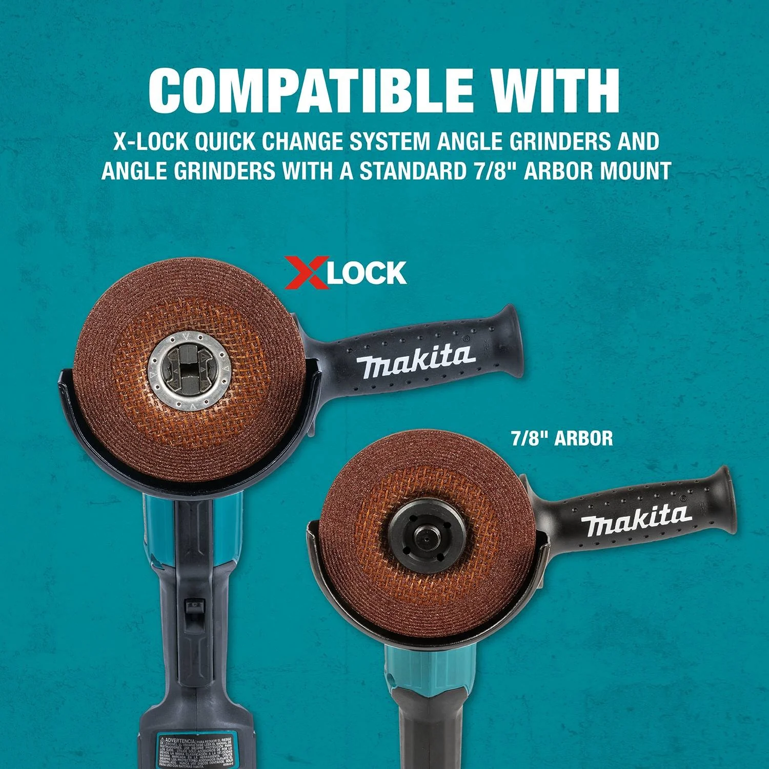 Makita E-00468 X-LOCK 5" x 1/4" x 7/8" Type 27 General Purpose 36 Grit Abrasive Grinding Wheel for Metal & Stainless Steel Grinding - Image 2