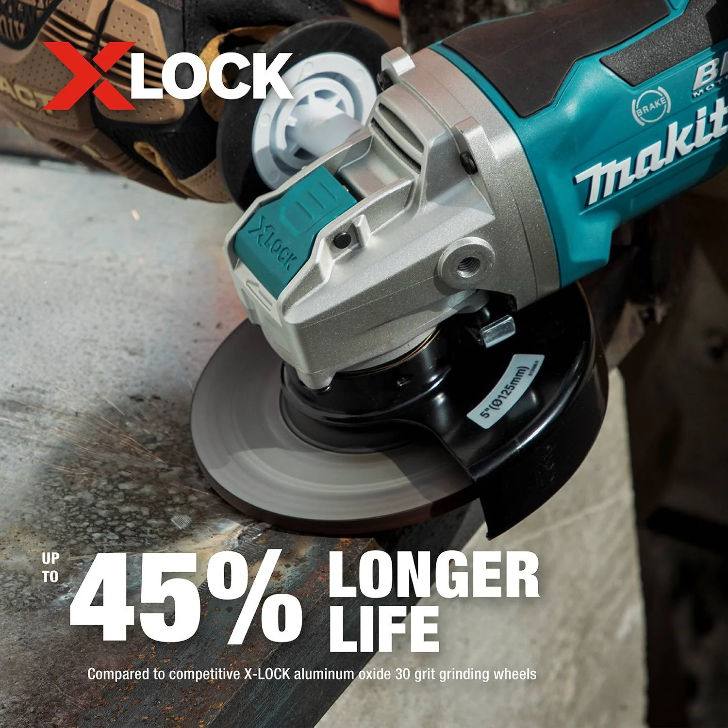 Makita E-00468 X-LOCK 5" x 1/4" x 7/8" Type 27 General Purpose 36 Grit Abrasive Grinding Wheel for Metal & Stainless Steel Grinding - Image 4