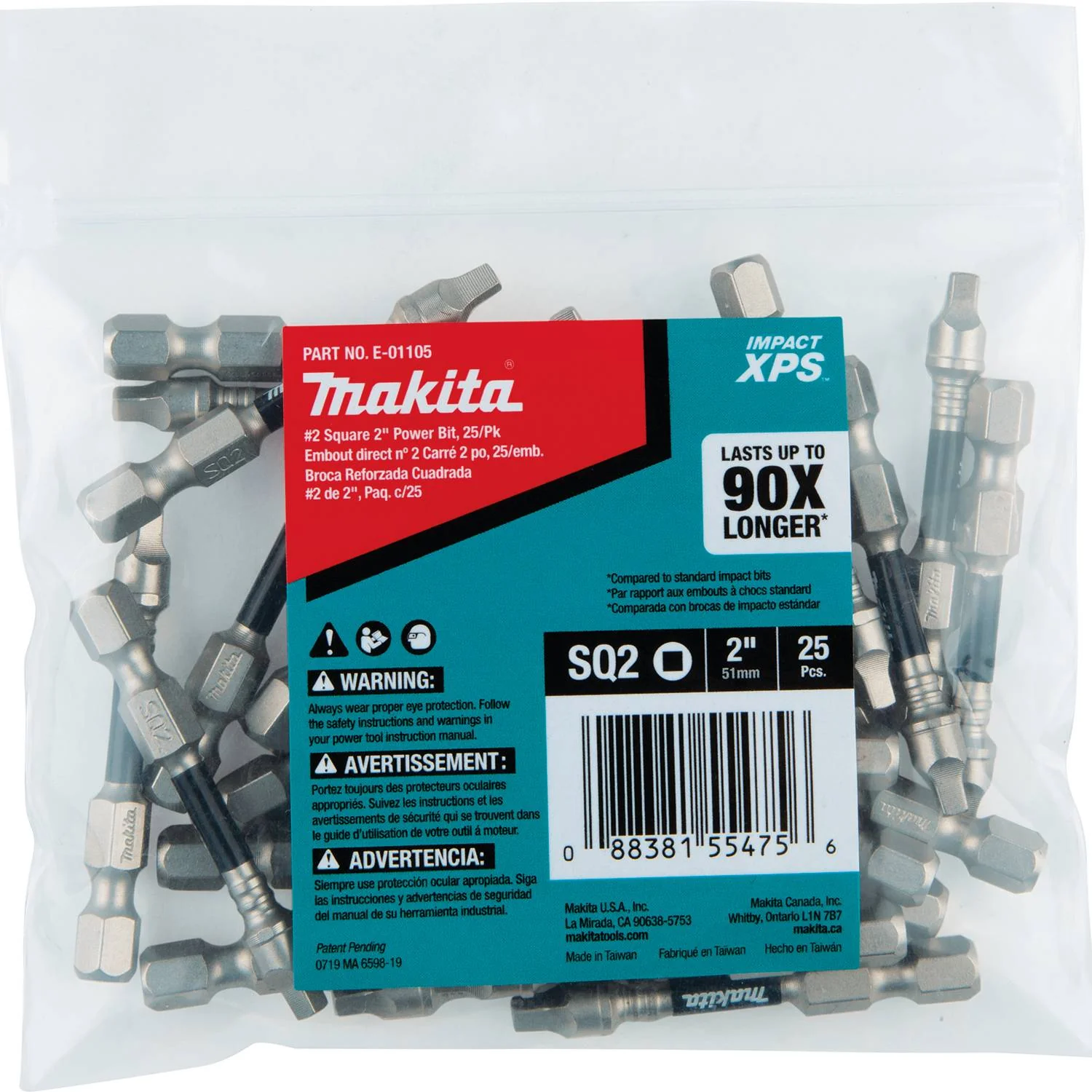 Impact XPS #2 Square 2" Power Bit, 25/pk, Bulk - Image 3