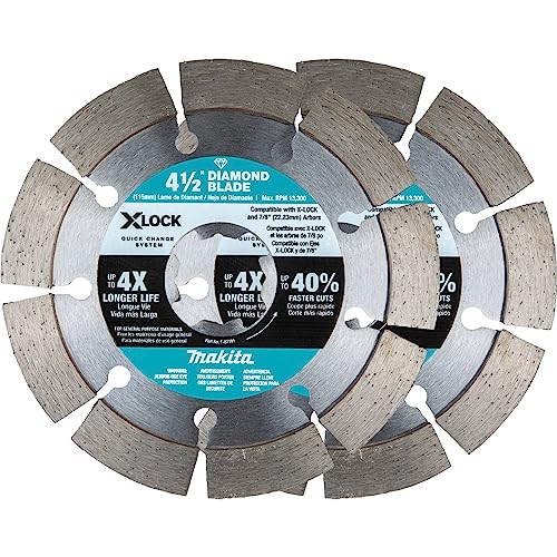 Makita X-Lock 4-1/2" Segmented Diamond Blade for Masonry Cutting (2 Pack)