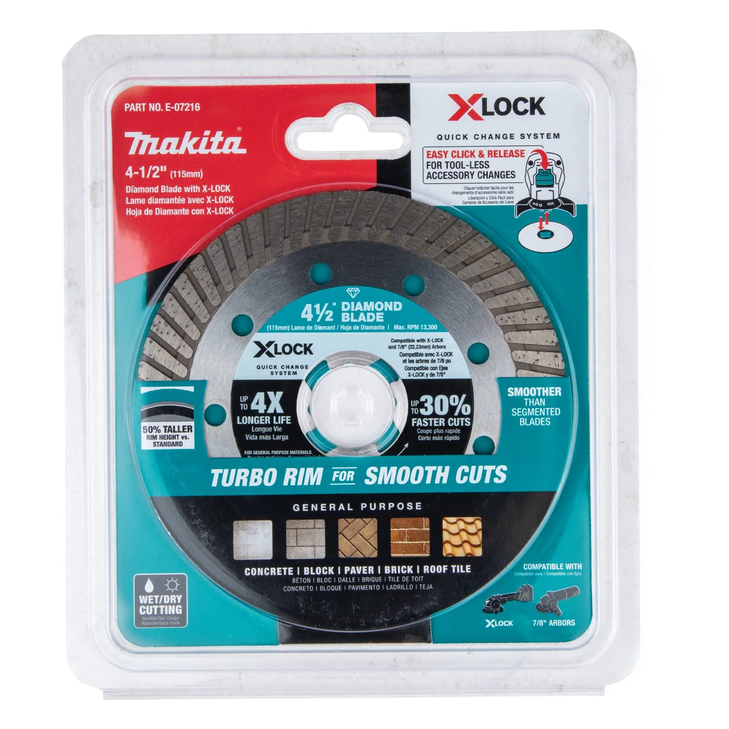 Makita E-07216 - X-LOCK 4-1/2" Turbo Rim Diamond Blade for Masonry Cutting - Image 4