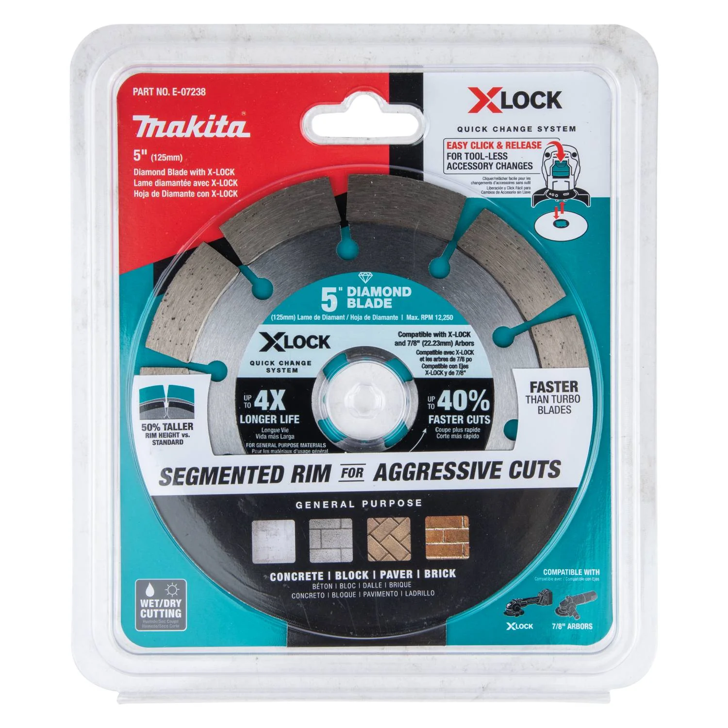 Makita X-LOCK 5" Segmented Diamond Blade for Masonry Cutting - Image 4