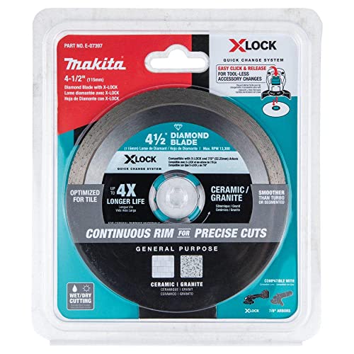 Makita (E-07397) X-LOCK 4-1/2in Continuous Rim Diamond Blade for Ceramic and Granite Cutting - Image 2