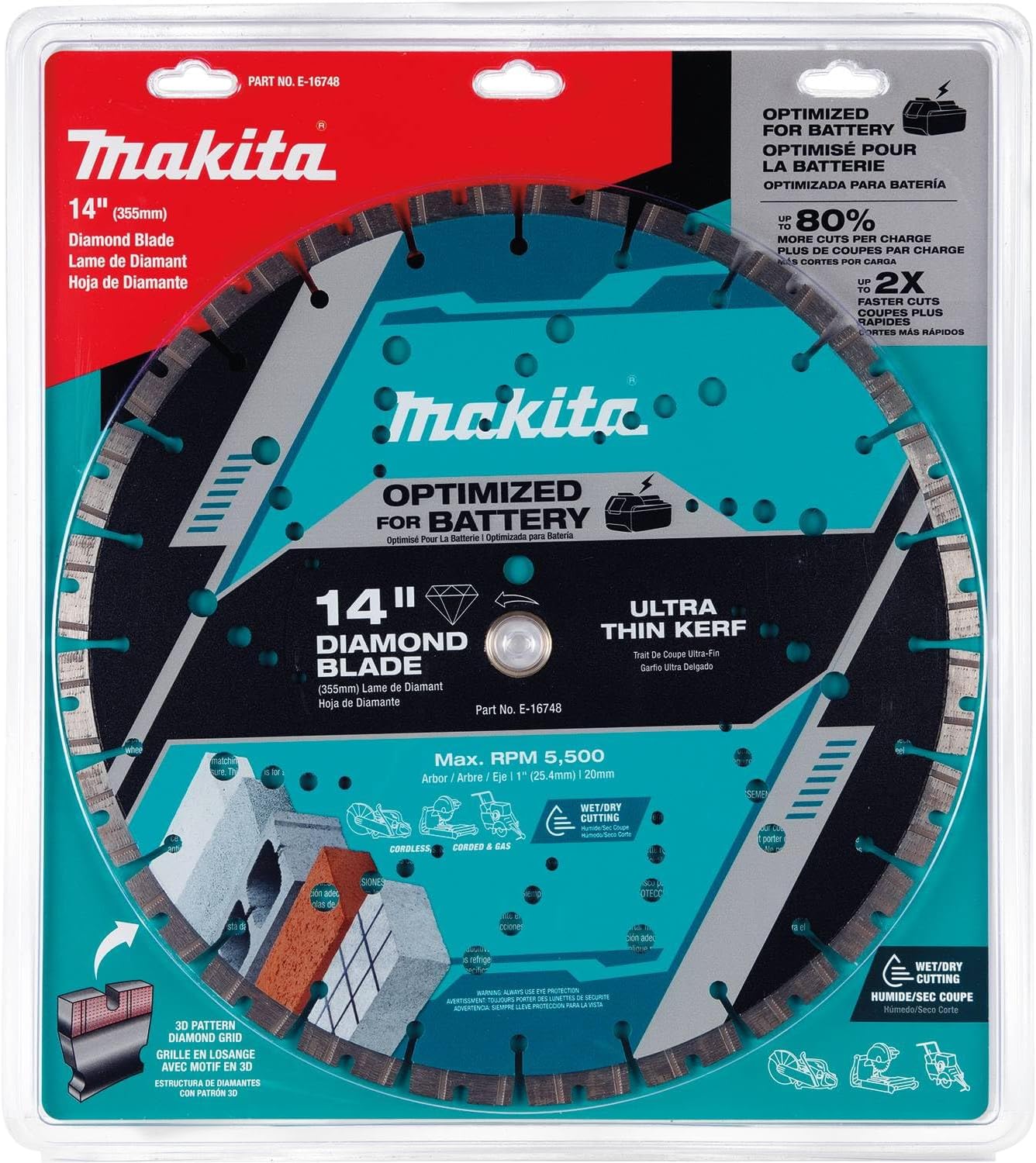 Makita E-16748 14" Thin Kerf Diamond Blade, Segmented, General Purpose - Image 3