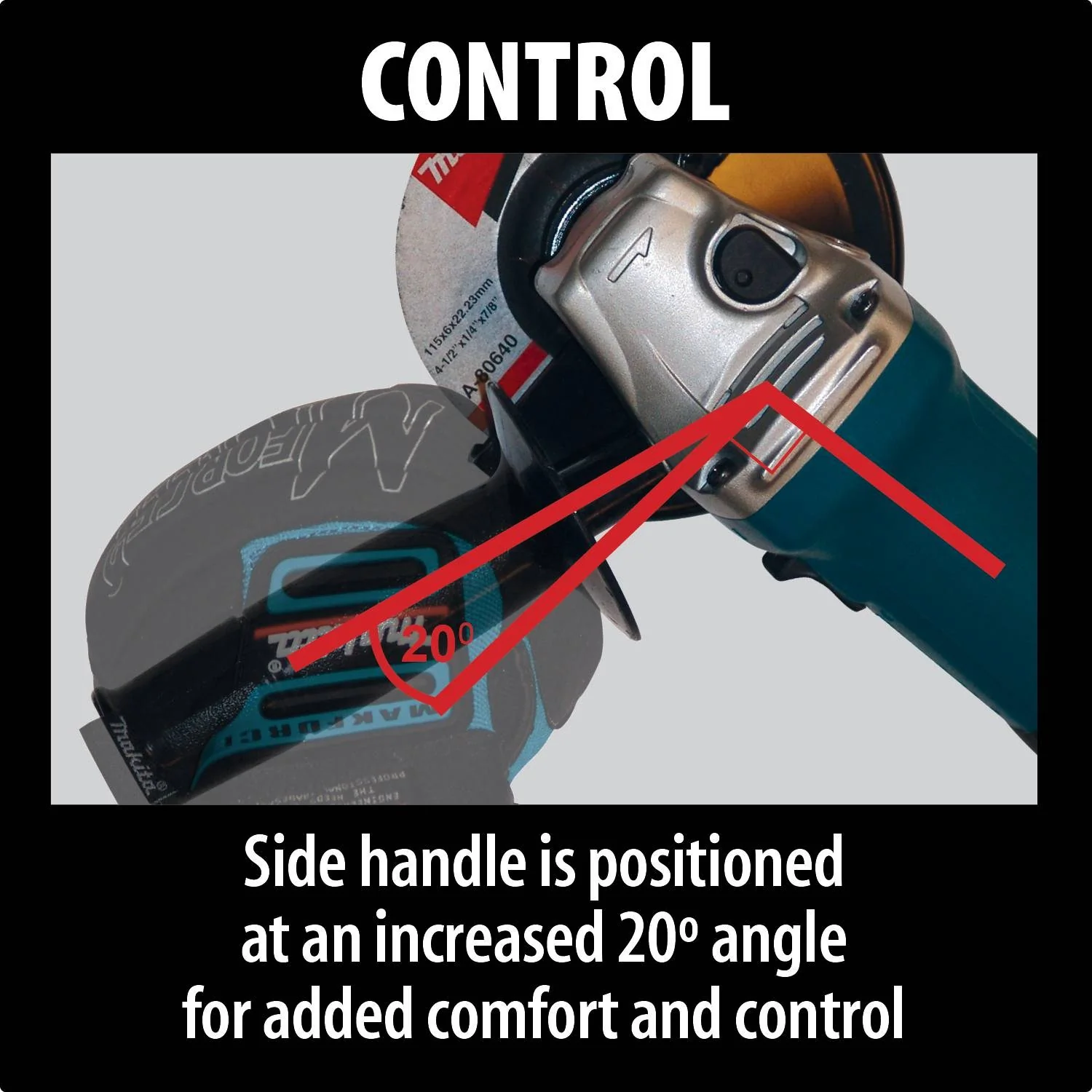 Makita GA4530X - 4-1/2" Angle Grinder, 6 AMP, 11,000 RPM, 5/8"-11, no lock-off, lock-on, 5 ea. grinding wheels - Image 5