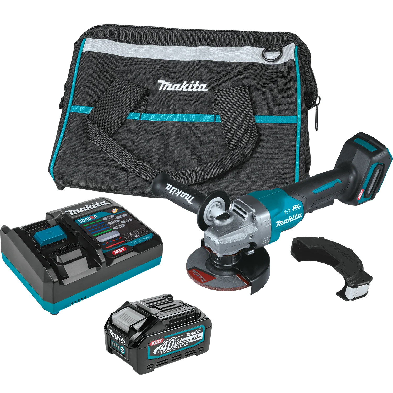 Makita GAG03M1 40V Max XGT Brushless Lithium-Ion 4-1/2 in./5 in. Cordless Paddle Switch Angle Grinder Kit with Electric Brake (4 Ah)