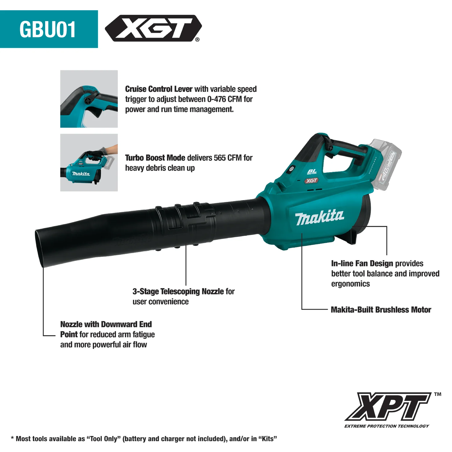 Makita GBU01Z 40V Max XGT Brushless Cordless Blower (Bare Tool) - Image 2