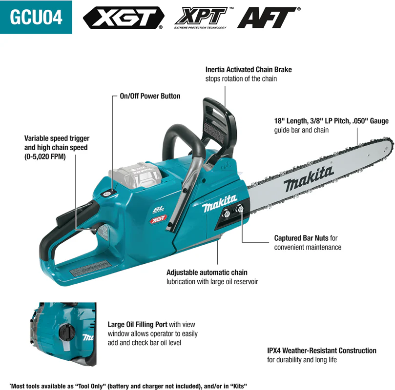 Makita GCU04T 40V MAX XGT Brushless Cordless 18 In. Chain Saw Kit - Image 4