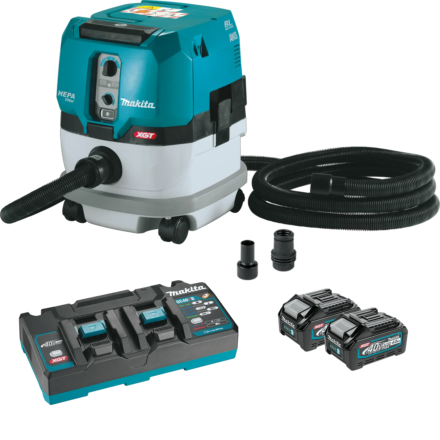 Makita (GCV02PMX) 40V Max XGT Brushless Cordless 2.1 Gallon HEPA Filter Dry Dust Extractor Kit
