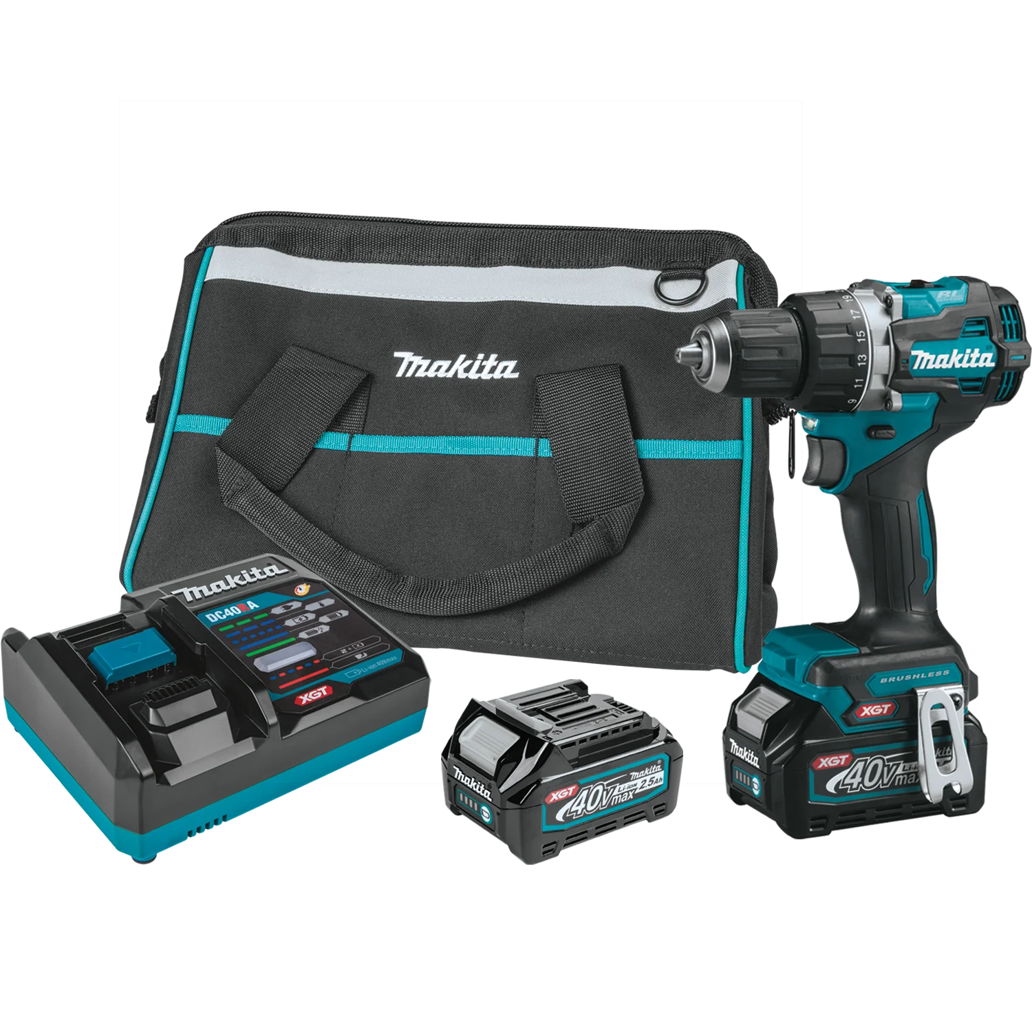 MAKITA 40V Max (GFD02D) XGT Compact Brushless Cordless 1/2" Driver‑Drill Kit (2.5Ah)