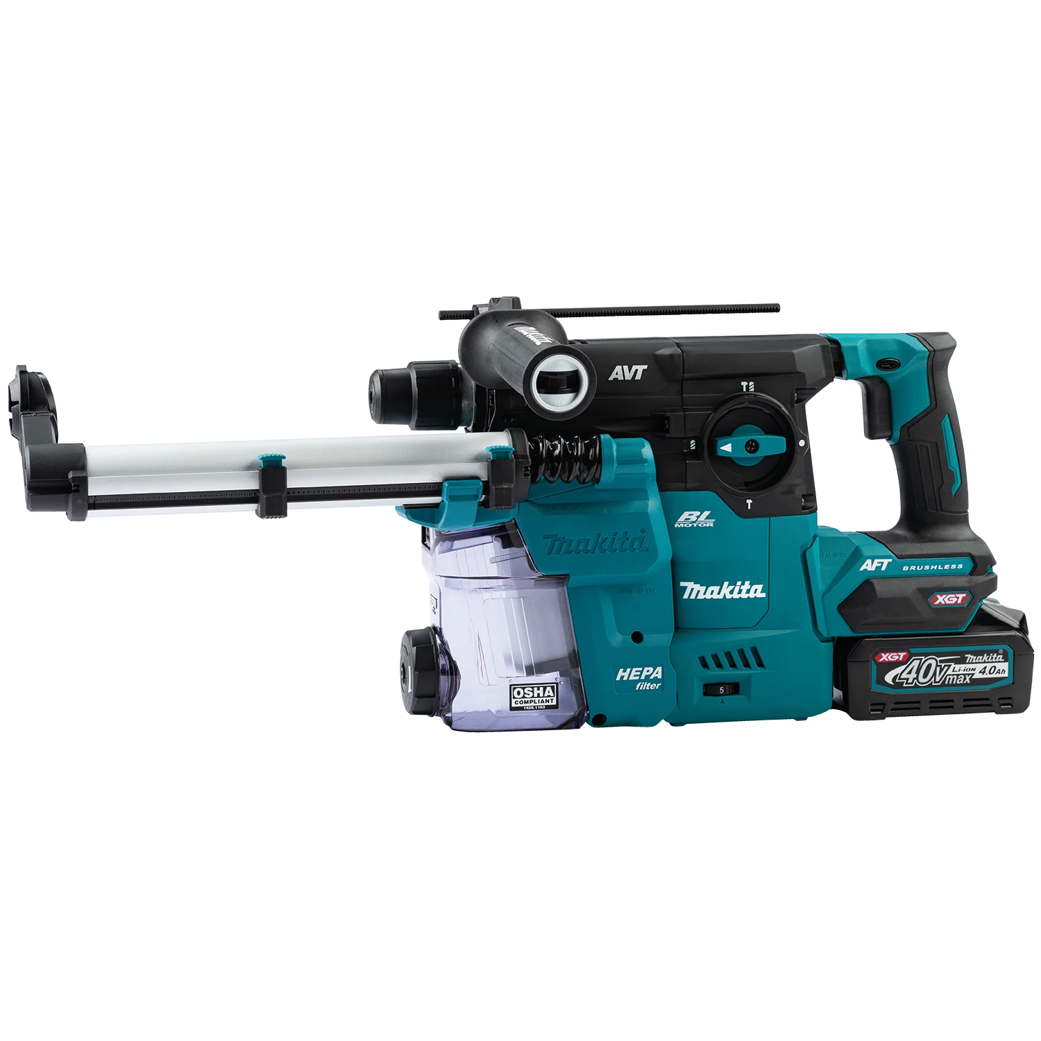 Makita GRH08M1W 40V max XGT Brushless Cordless 1‑3/16" SDS‑PLUS AVT Rotary Hammer Kit w/Dust Extractor, AFT, AWS Capable (4.0Ah) - Image 2