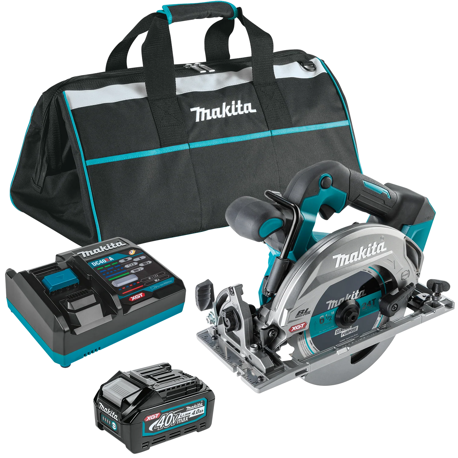 Makita GSH05M1 40V MAX XGT Brushless Cordless 6‑1/2" Circular Saw Kit, AWS Capable (4.0Ah)