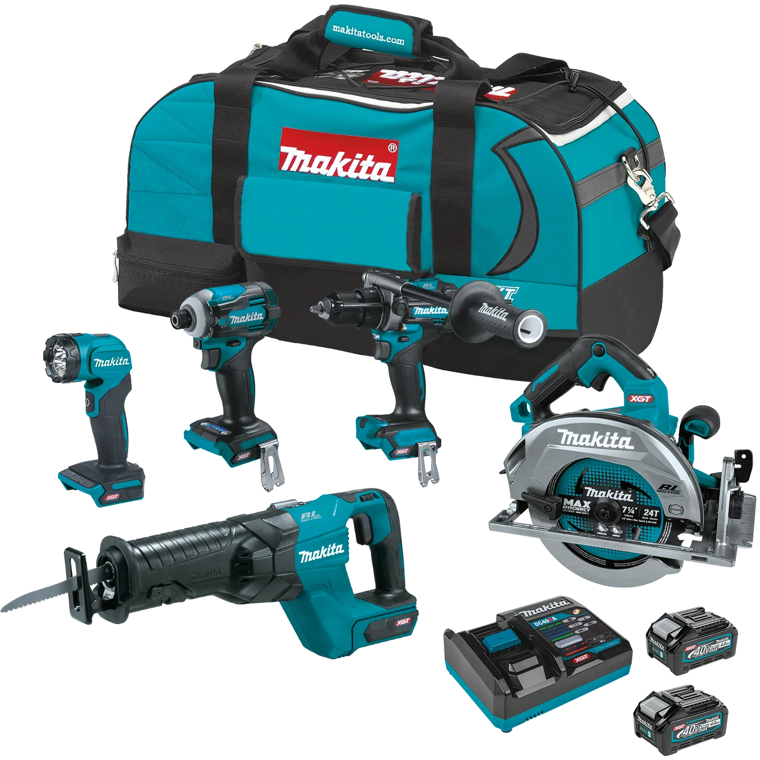 Makita GT501M 40V max XGT Brushless Cordless 5‑Pc. Combo Kit (4.0Ah)