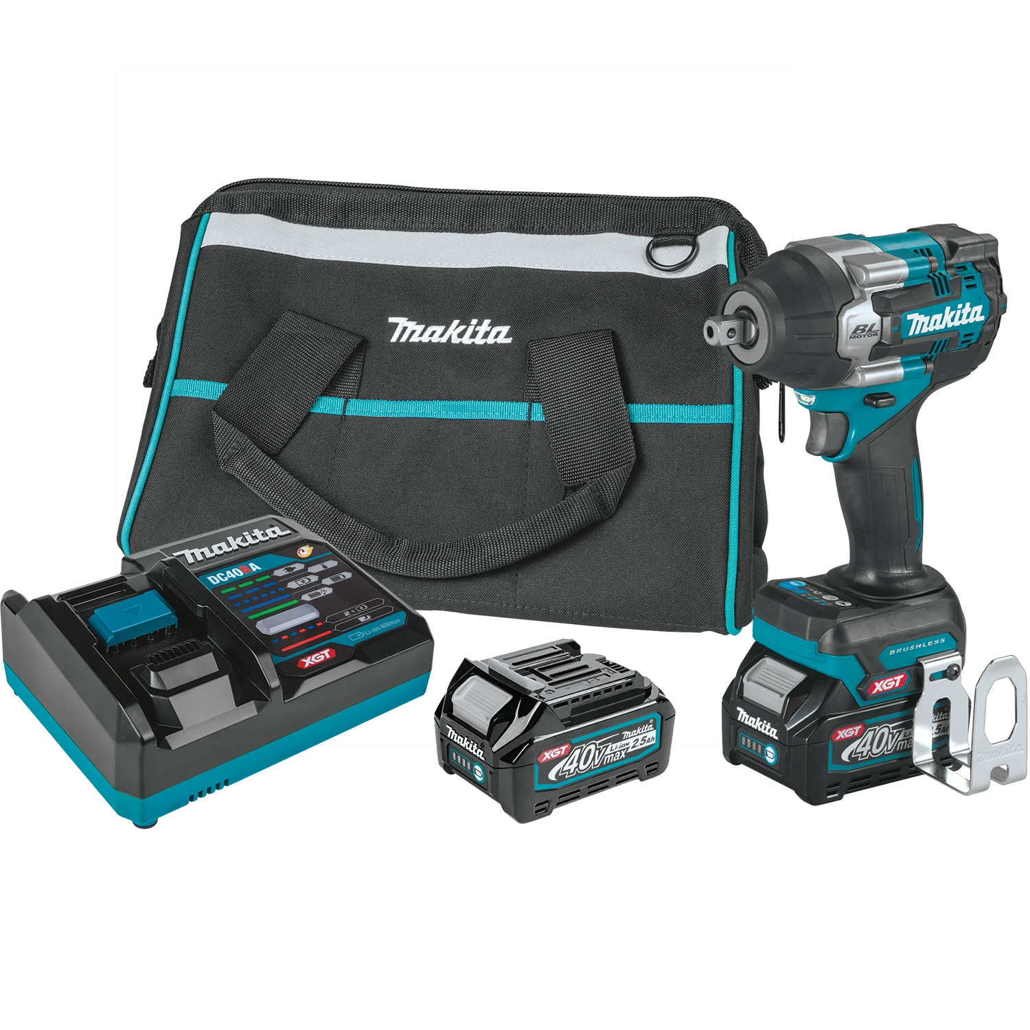 Makita GWT08D 40V MAX XGT Brushless Cordless 4‑Speed Mid‑Torque 1/2" Sq. Drive Impact Wrench Kit w/ Detent Anvil (2.5Ah)