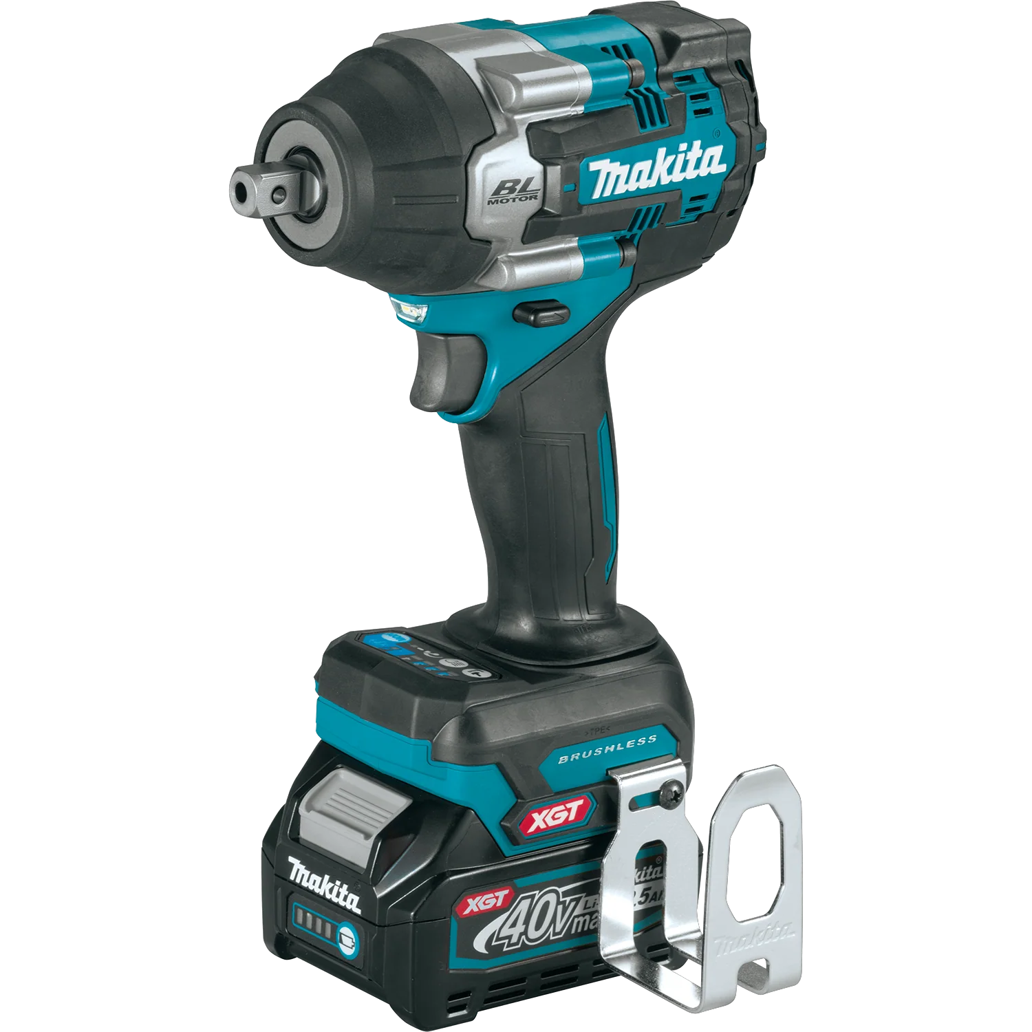 Makita GWT08D 40V MAX XGT Brushless Cordless 4‑Speed Mid‑Torque 1/2" Sq. Drive Impact Wrench Kit w/ Detent Anvil (2.5Ah) - Image 2