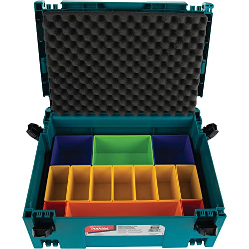 Makita MAKPAC Interlocking Case Insert Tray with Colored Compartments and Foam Lid - Image 4