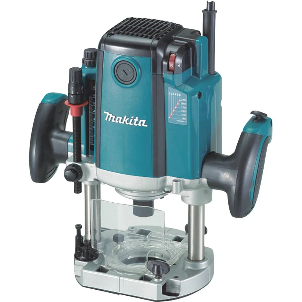 Makita 3-1/4 HP Plunge Router, 9,000-22,000 RPM, var. spd., L.E.D. Lights, electric brake