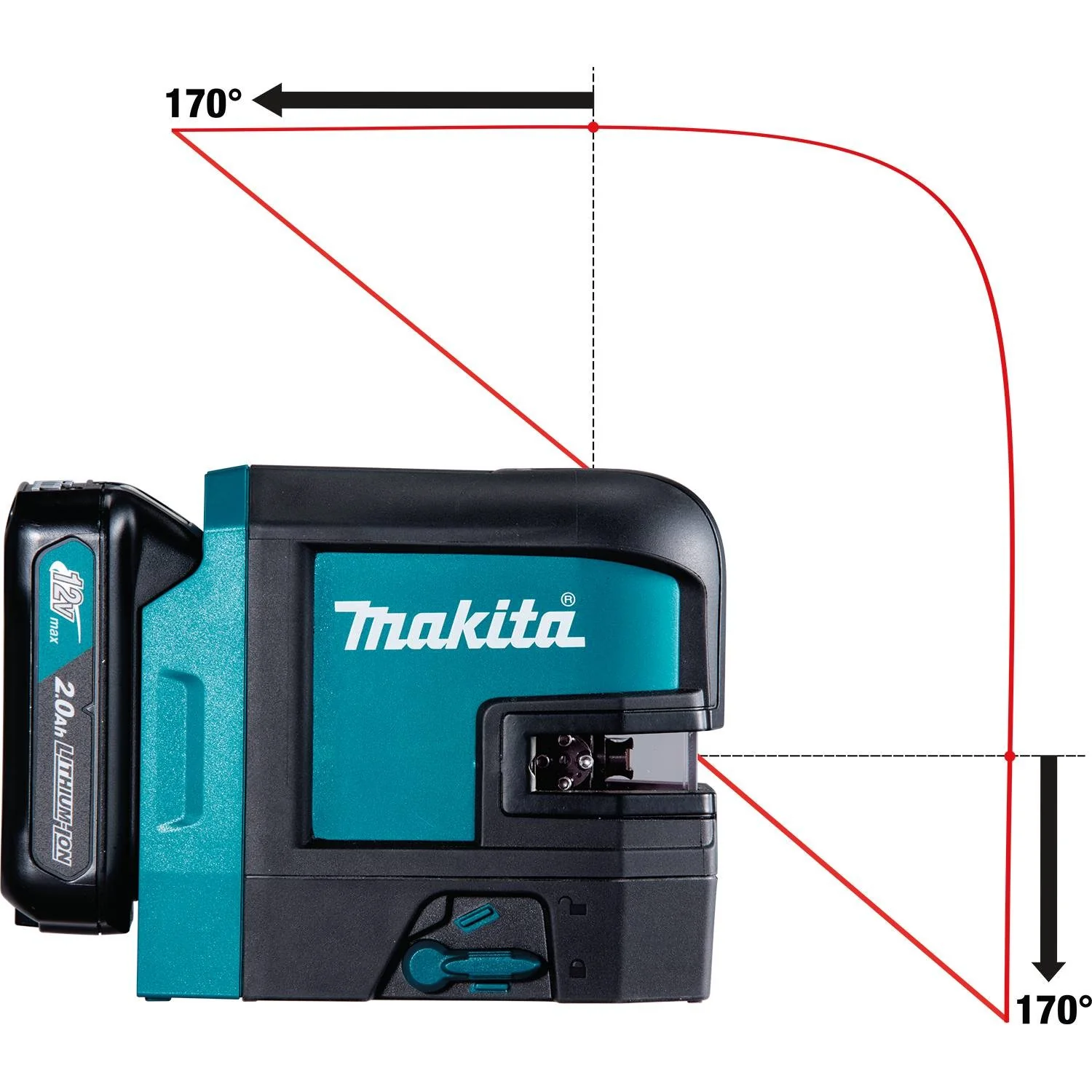 Makita 12V Max CXT Self-Leveling Cross-Line/4-Point Red Beam Laser Kit, bag, with one battery (2.0Ah) - Image 4