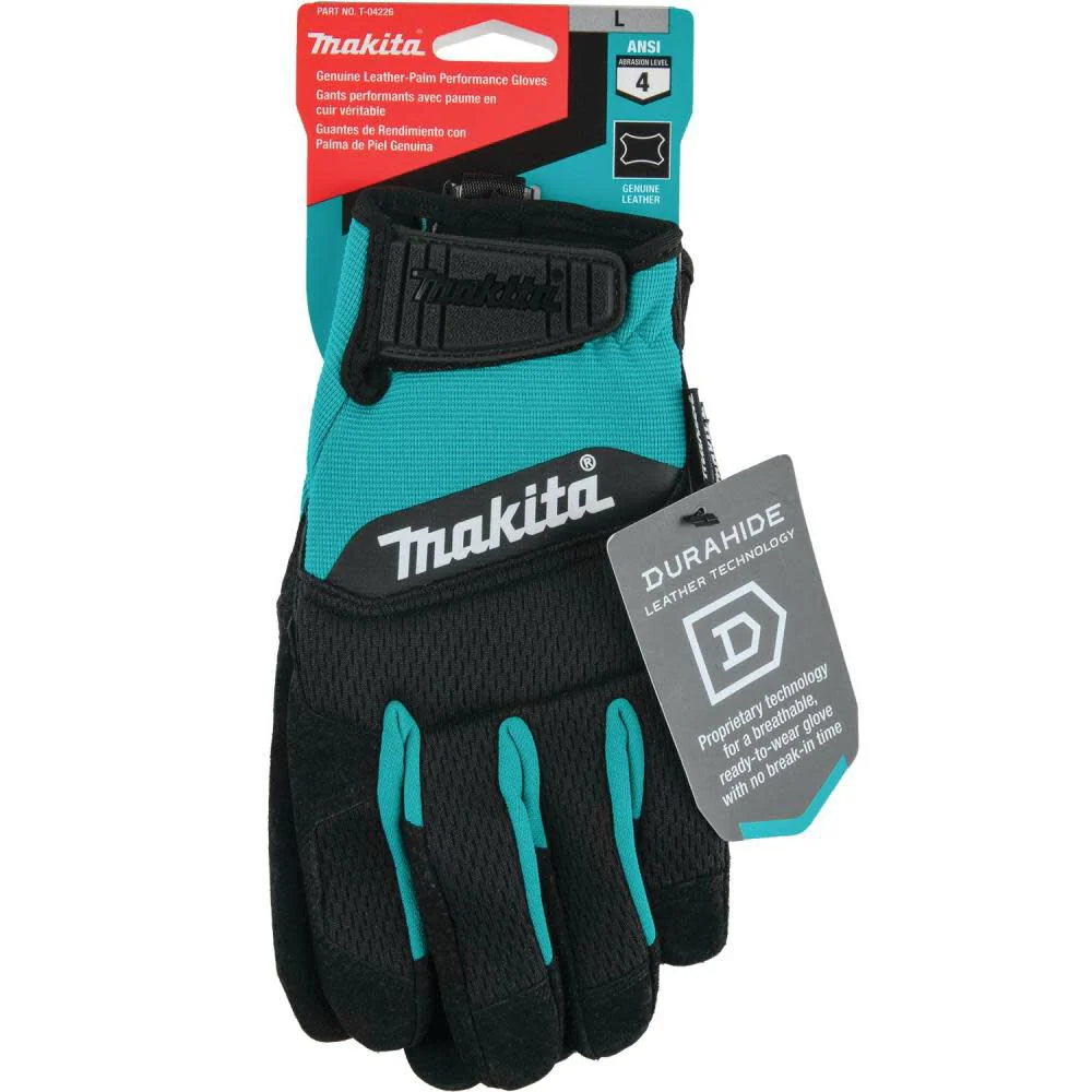 Makita 100% Genuine Leather-Palm Performance Gloves (Size Large) - Image 2