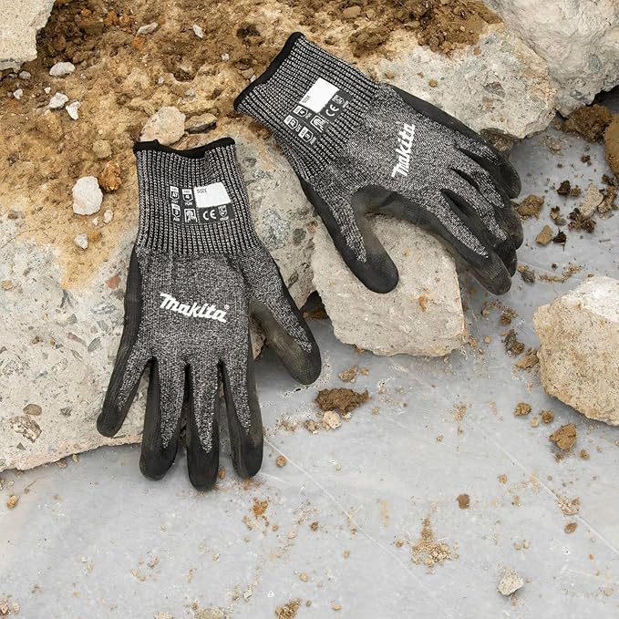 Makita Unisex Fitknit T 04145 Advanced FitKnit Cut Level 7 Nitrile Coated Dipped Gloves Large X Large, Gray/Black, Large X-Large US - Image 2