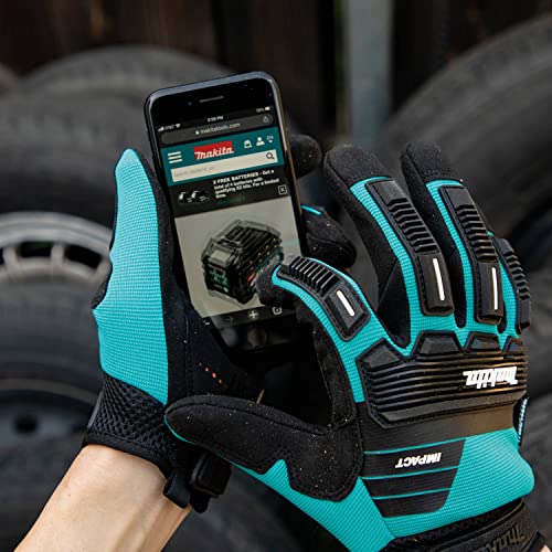 Makita Unisex T 04260 Advanced Impact Demolition Gloves X Large, Teal/Black, X-Large US - Image 3