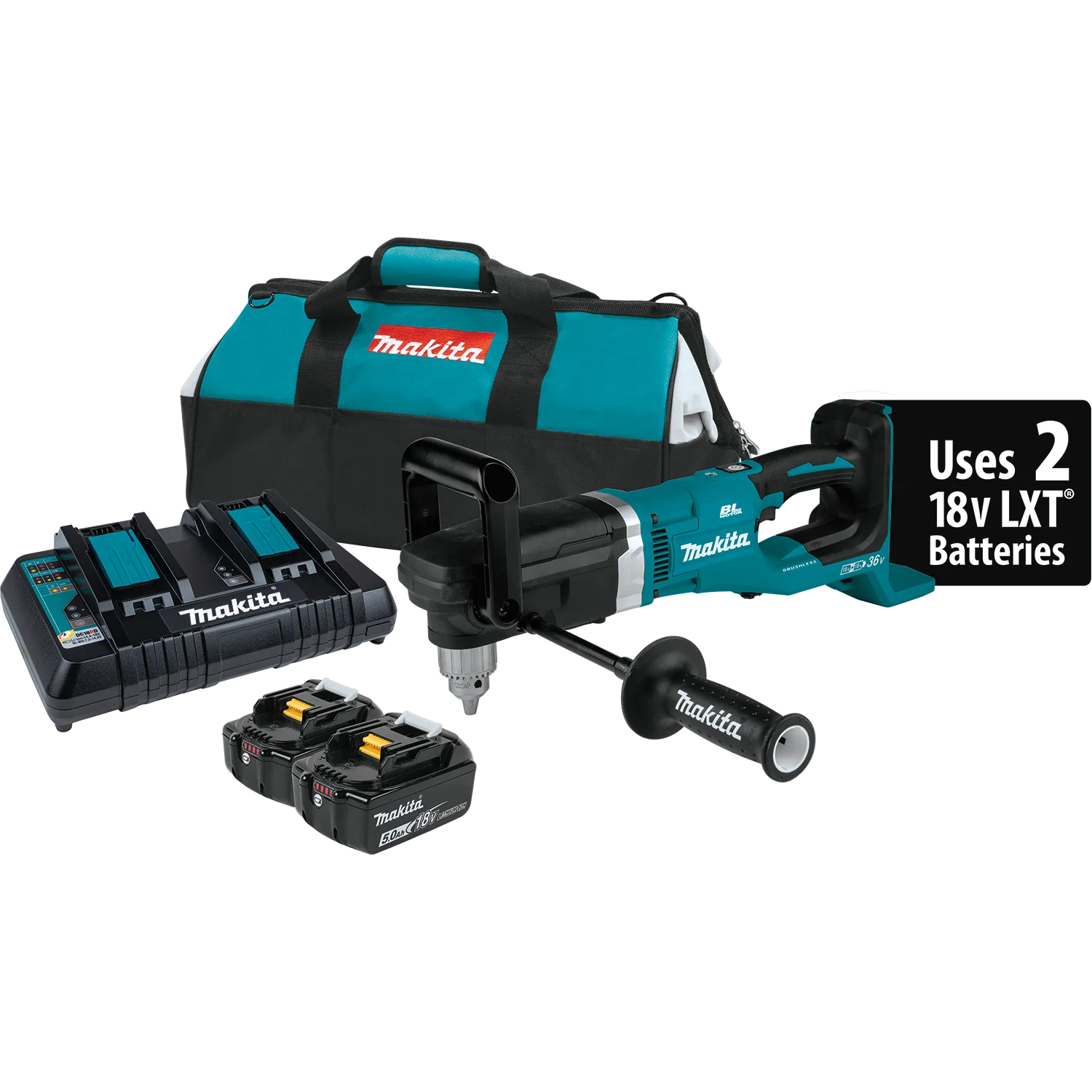Makita (XAD03PT) 36V (18V X2) LXT Brushless 1/2" Right Angle Drill Kit (5.0Ah)