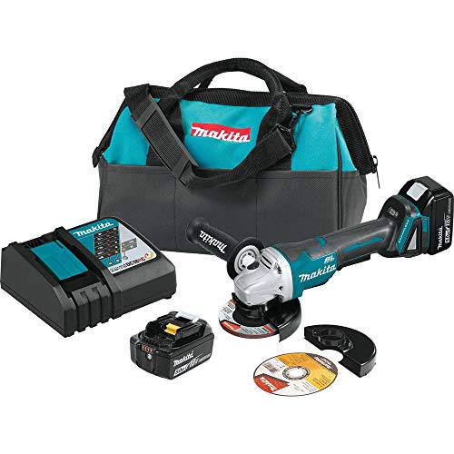 Makita XAG11T 18V LXT� Lithium-Ion Brushless Cordless 4-1/2� / 5" Paddle Switch Cut-Off/Angle Grinder Kit, with Electric Brake (5.0Ah)