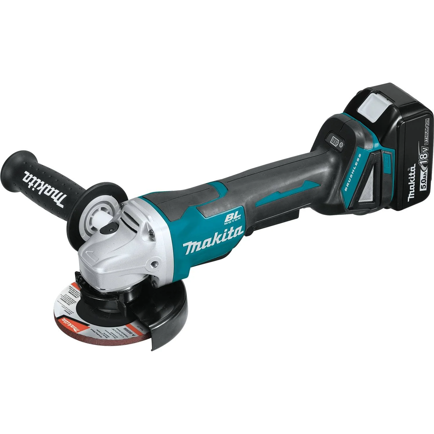 Makita XAG11T - 18V LXT Lithium-Ion Brushless Cordless 4-1/2” / 5" Paddle Switch Cut-Off/Angle Grinder Kit, electric brake, bag, lock-off, no lock-on (5.0Ah) - Image 4