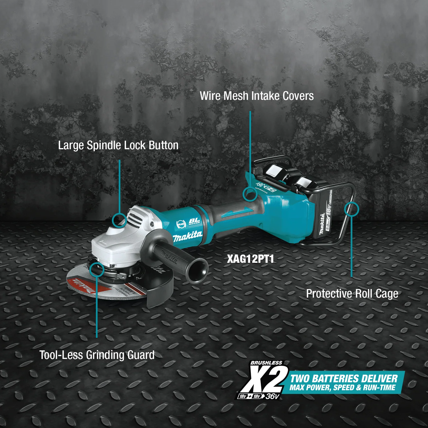Makita XAG12PT1-NP 18V LXT 7" Paddle Switch Cut-Off/Angle Grinder Kit with Electric Brake - Image 3