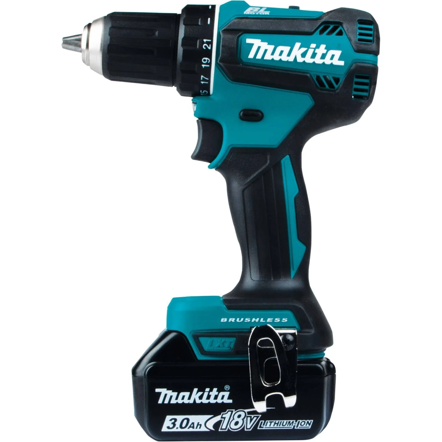 Makita XFD131 - 18V LXT Lithium-Ion Brushless Cordless 1/2" Driver-Drill Kit, 2-speed, var. spd., L.E.D. Light, bag, with one battery (3.0Ah) - Image 2
