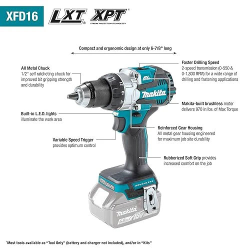 Makita 18V LXT Brushless Cordless 1/2 in Driver-Drill (Bare Tool) - Image 2