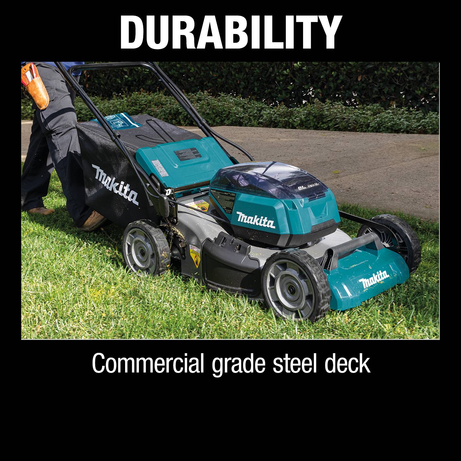 Makita (XML07PT1) 18V LXT Brushless 21" Commercial Lawn Mower Kit, 4 battery, dual port charger (5.0Ah) - Image 5