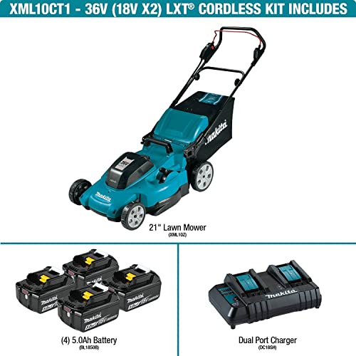 Makita (XML10CT1) 18V LXT 21 In. Lawn Mower Kit with 4 Batteries (5.0Ah) - Image 3