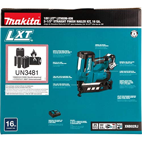 Makita (XNB02RJ) 18V LXT 2-1/2" 16-Gauge Straight Finish Nailer Kit - Image 10