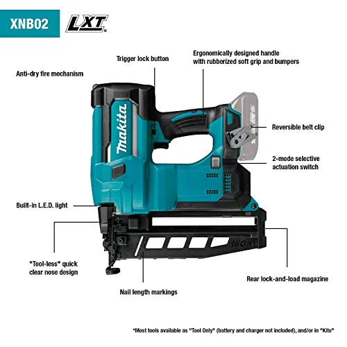 Makita (XNB02RJ) 18V LXT 2-1/2" 16-Gauge Straight Finish Nailer Kit - Image 4