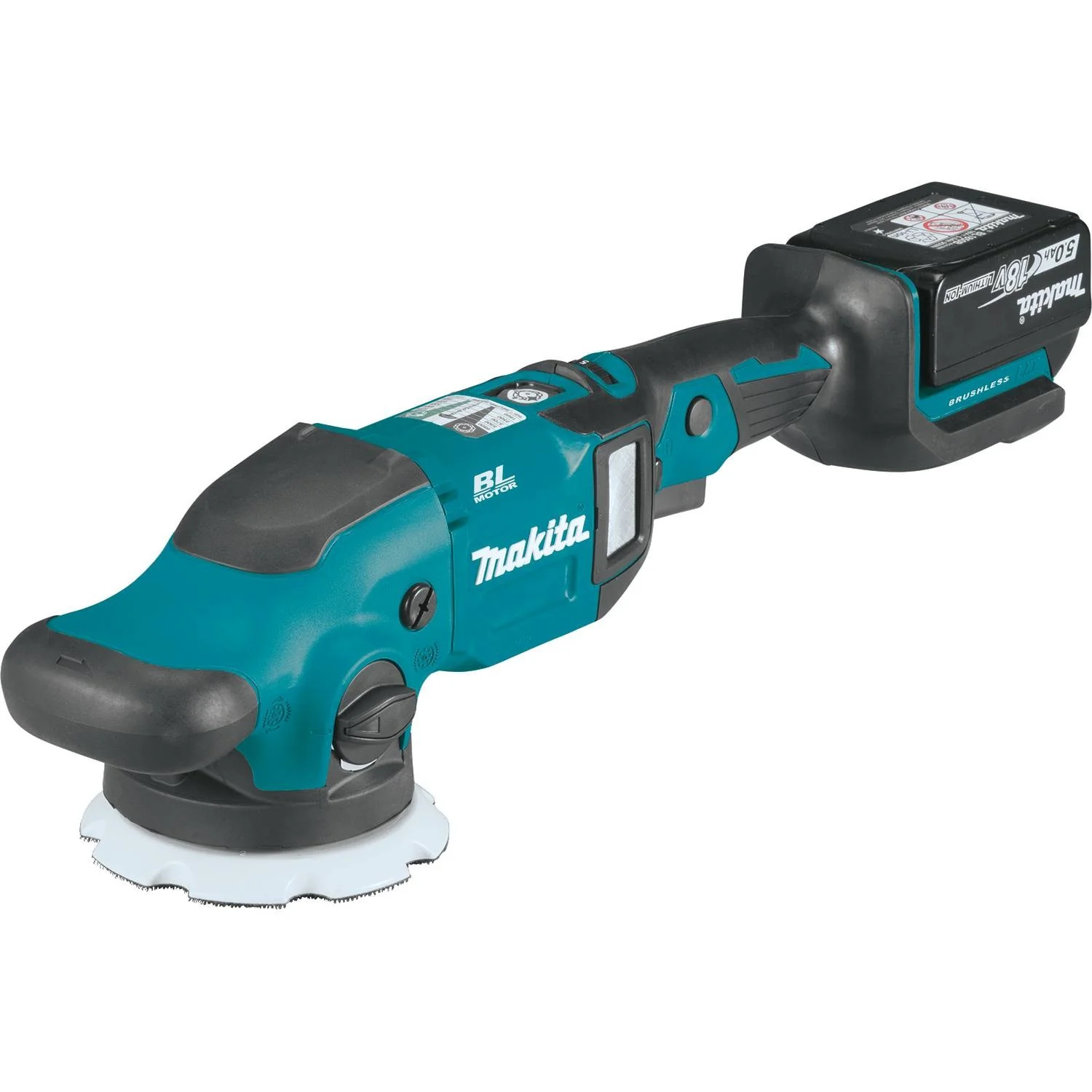 Makita XOP02T - 18V LXT Lithium-Ion Brushless Cordless 5"/6" Dual Action Random Orbit Polisher Kit , 0-780 RPM, 0-6,800 OPM, var. spd., bag (5.0Ah)