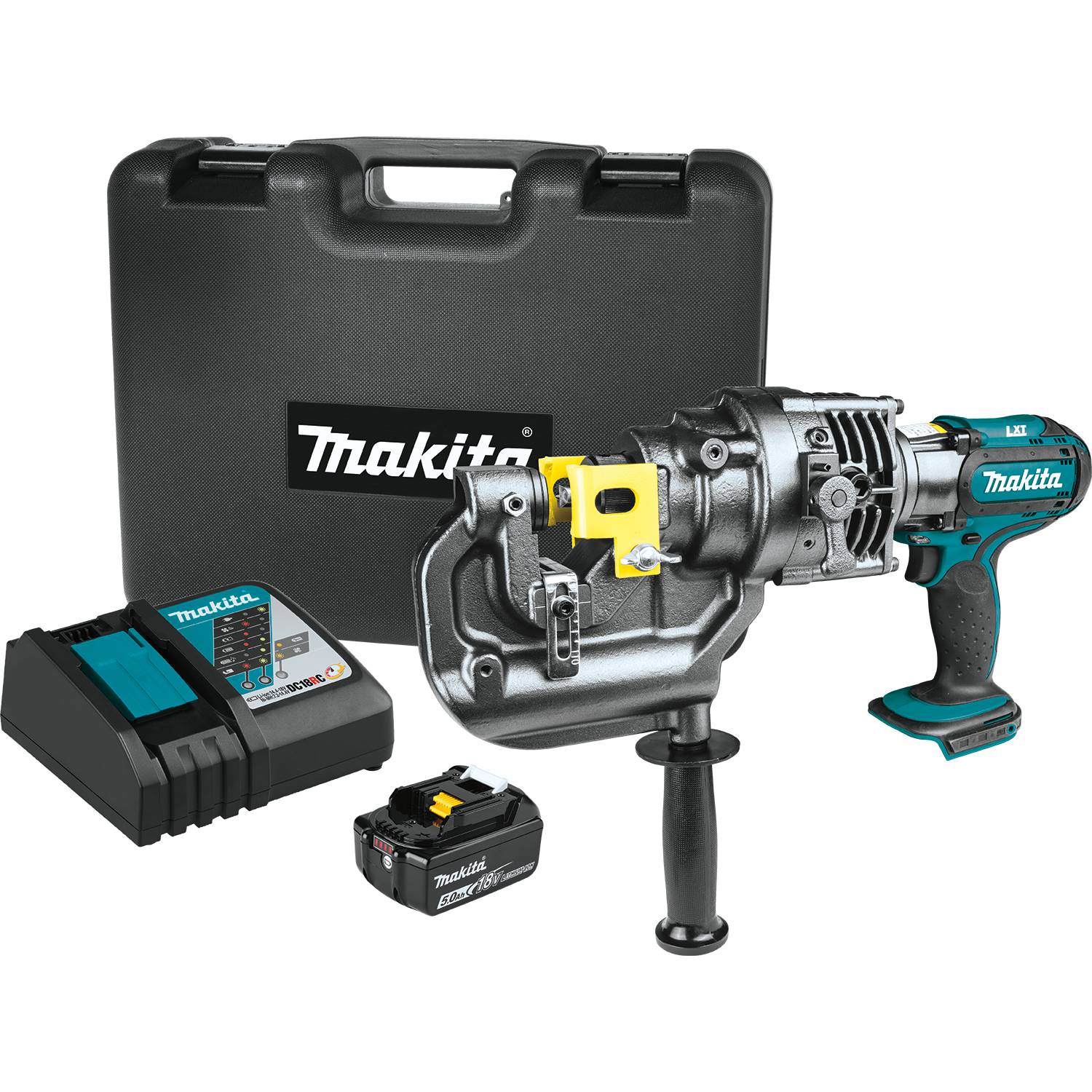 Makita XPP01T1K - 18V LXT Lithium-Ion Cordless 5/16" Metal Hole Puncher Kit, case, with one battery (5.0Ah)