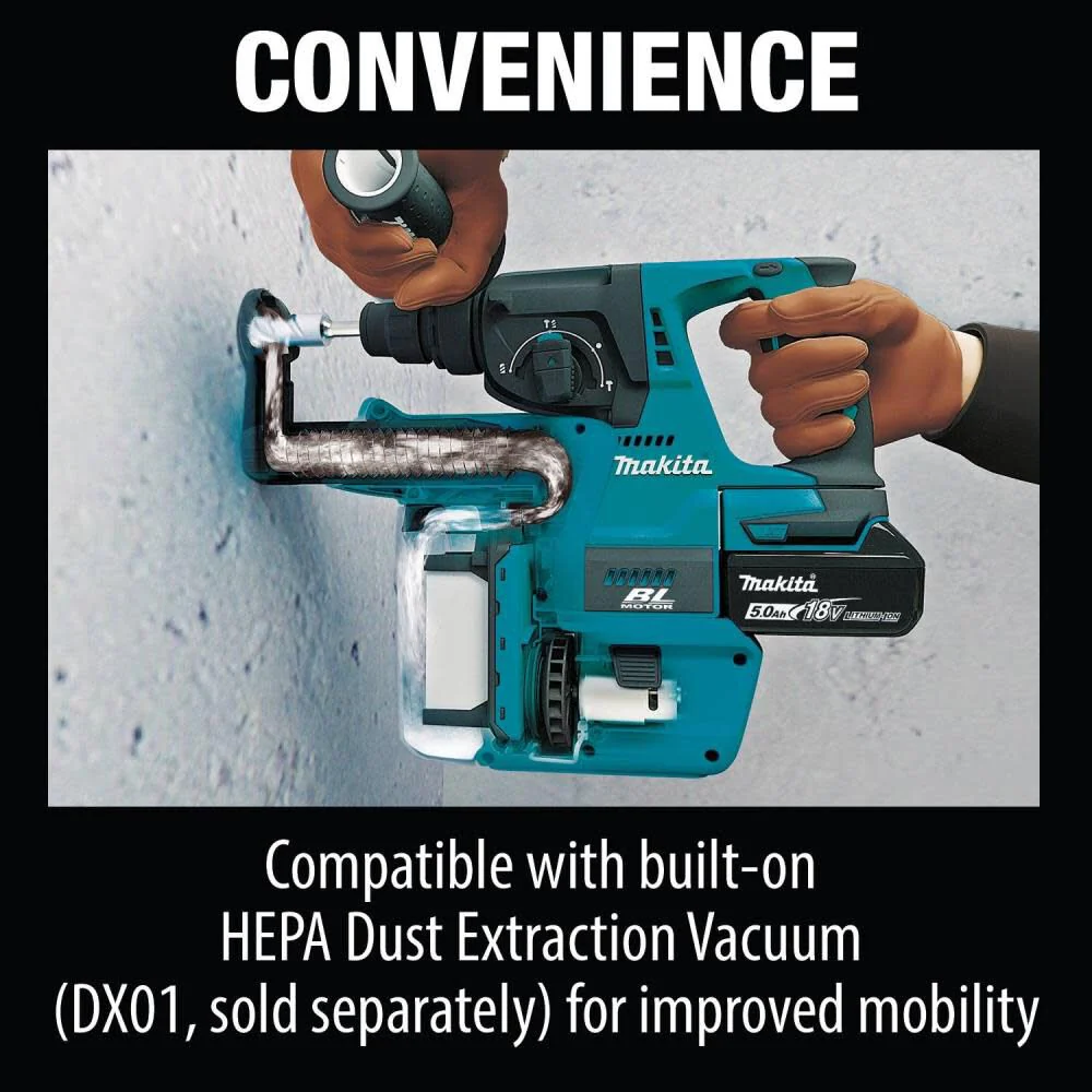 Makita XRH01T 18V LXT Lithium-Ion Brushless Cordless 1 In. Rotary Hammer Kit (5.0Ah) - Image 10