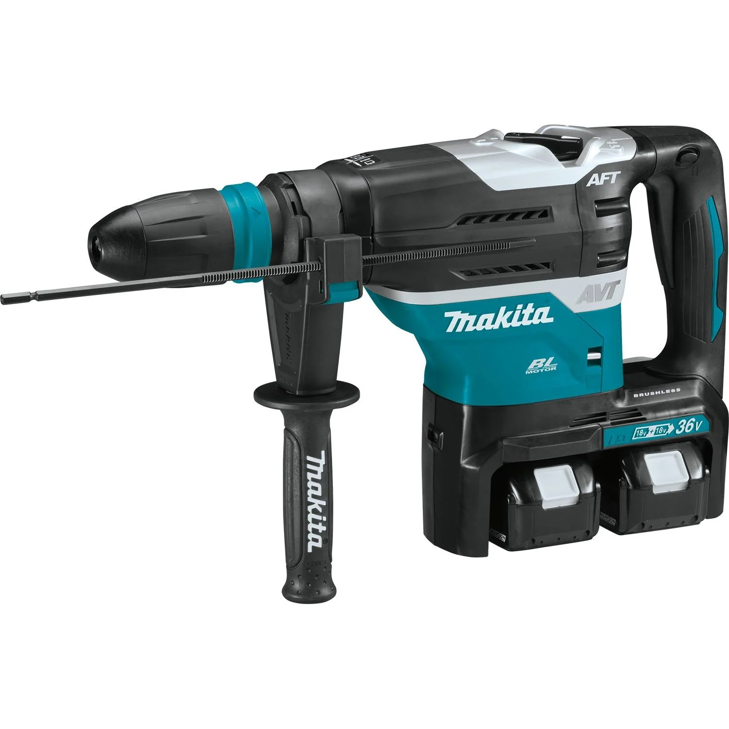 Makita XRH07PTUN 36V (18V X2) LXT Brushless 1-9/16" Advanced AVT Rotary Hammer Kit, SDS-MAX, 2-mode, var. spd., dual port charger, case, AFT, AWS (5.0Ah) - Image 3