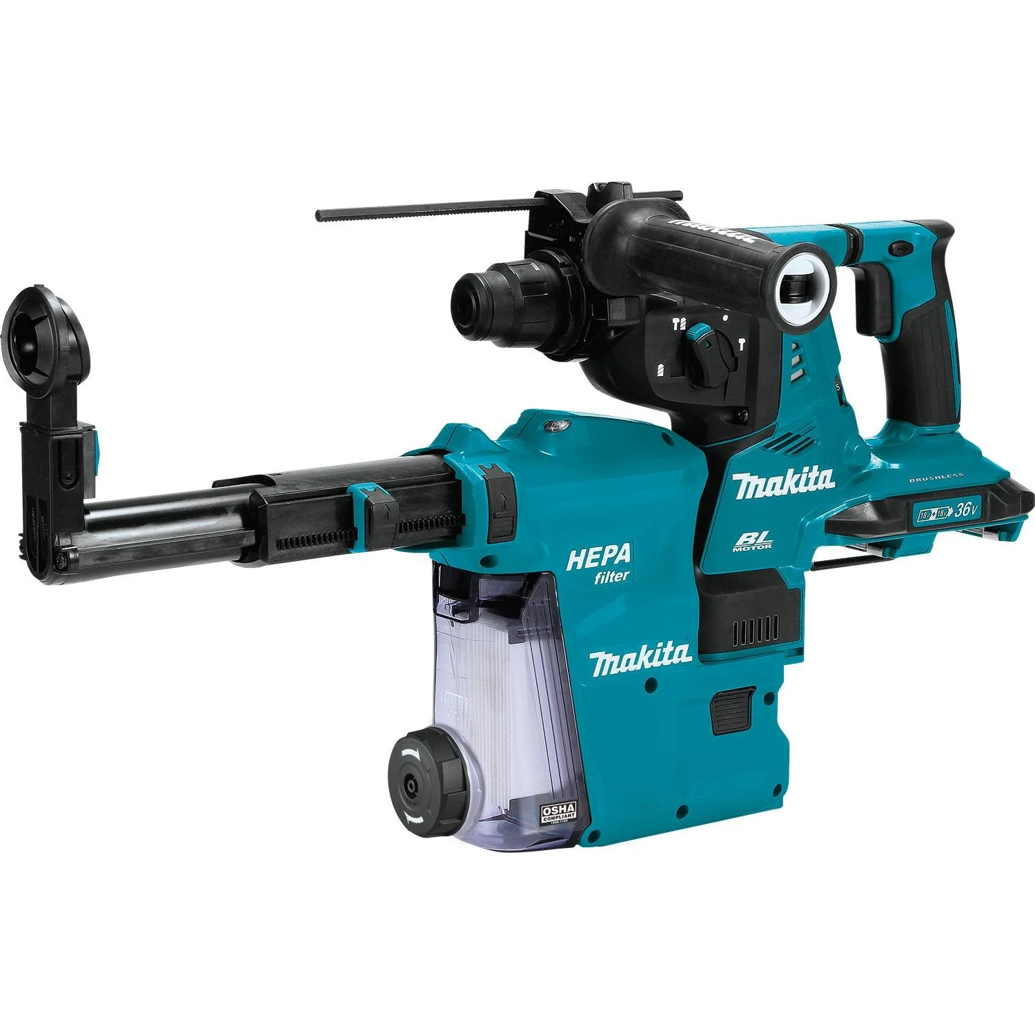 Makita (XRH10ZW) 36V (18V X2) LXT Brushless 1-1/8" AVT Rotary Hammer, accepts SDS-PLUS bits, w/ HEPA Dust Extractor, AFT, AWS Capable (Bare Tool) - Image 4