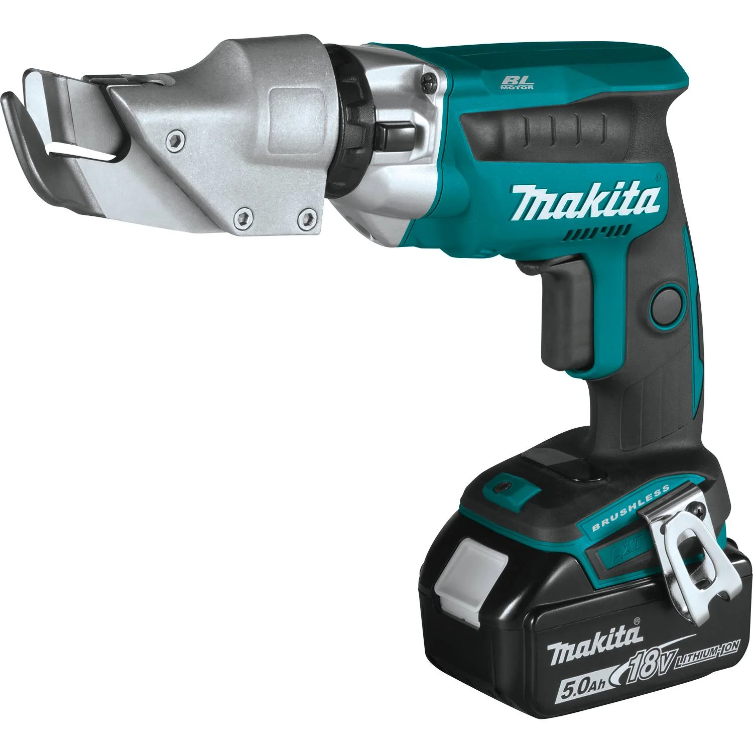 Makita XSJ04T - 18V LXT Lithium-Ion Brushless Cordless 18 Gauge Offset Shear Kit, bag (5.0Ah) - Image 4