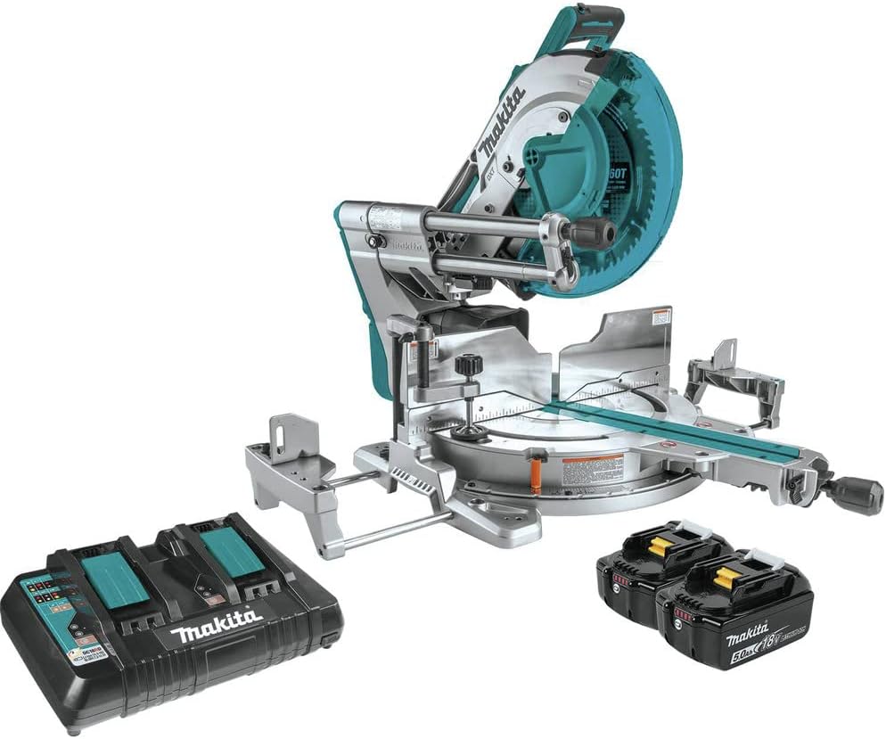 Makita XSL07PT 18V x2 LXT Lithium-Ion (36V) Brushless Cordless 12" Dual-Bevel Sliding Compound Miter Saw with Laser Kit (5.0Ah) 12" Miter Saw Kit - Image 2