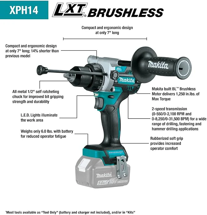 Makita XT297T 18V LXT Lithium-Ion Brushless Cordless 2-Pc. Combo Kit (5.0Ah) - Image 5