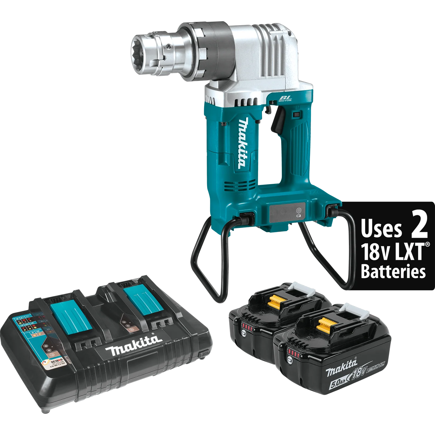 Makita XTW01PT - 36V (18V X2) LXT Brushless Shear Wrench Kit, electric brake, dual port charger, case (5.0Ah)